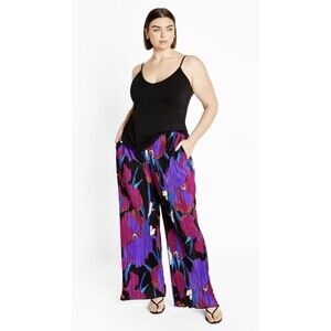 City Chic Women’s Plus Size L (20) Kira Print Pant In Wild Flower
